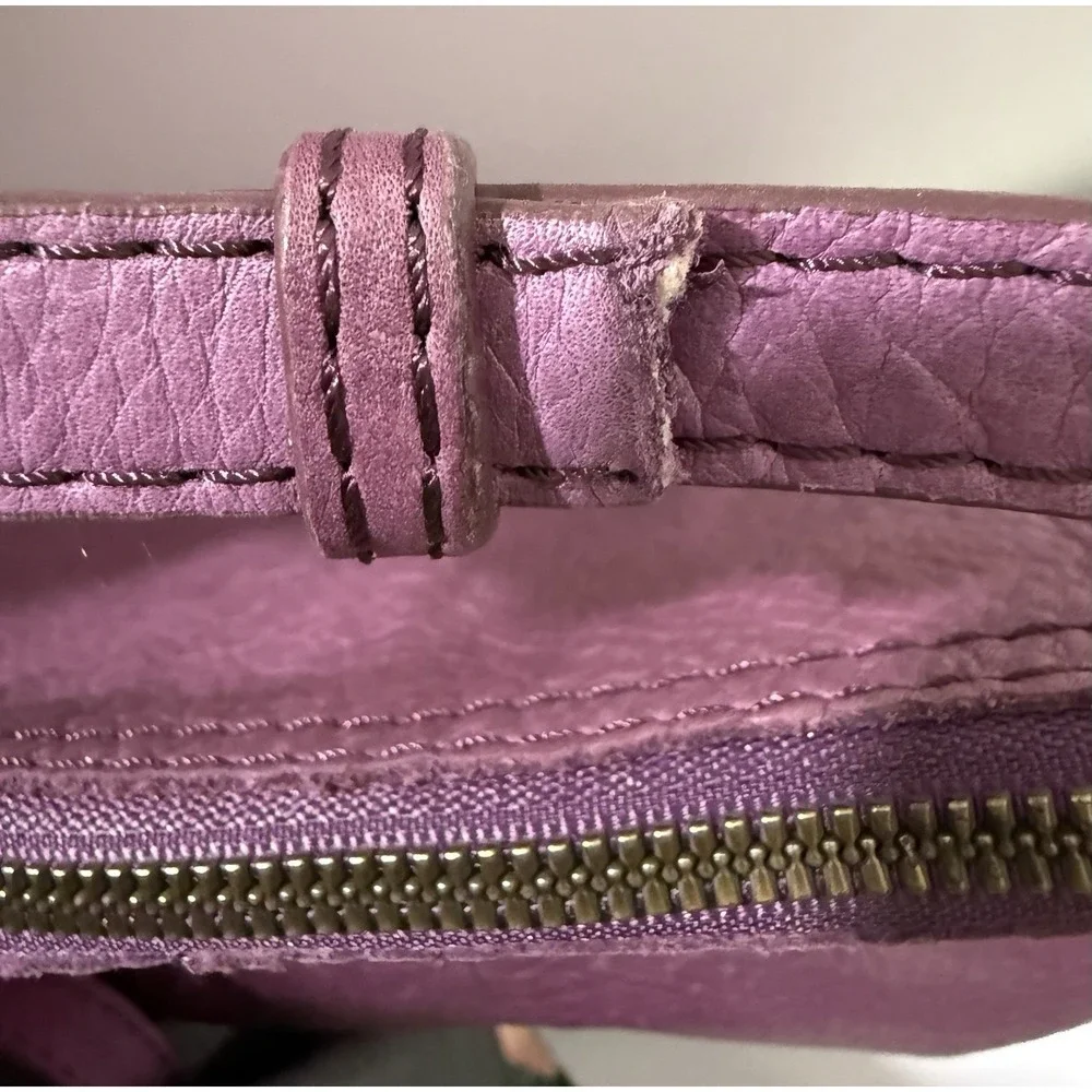 American Leather Co Plum Satchel Shoulder Bag Handbag Purse Purple